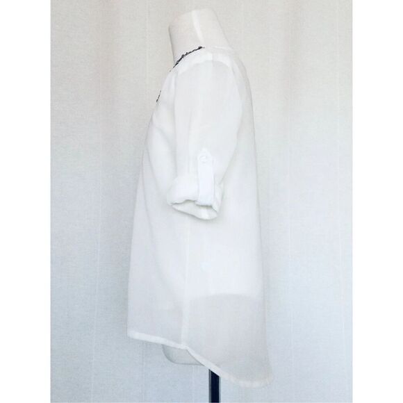 NEW Japna Kids Girls 7 White Georgette Rhinestoned Trim Blouse - Picture 7 of 7